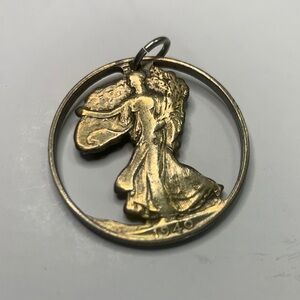 1940 Walking, Liberty half dollar pendant, charm or keychain ring.